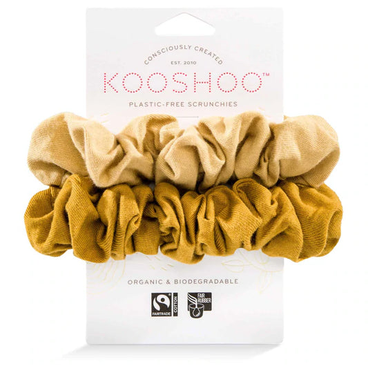 PLASTIC-FREE SCRUNCHIES 2-PACK GOLD-SAND